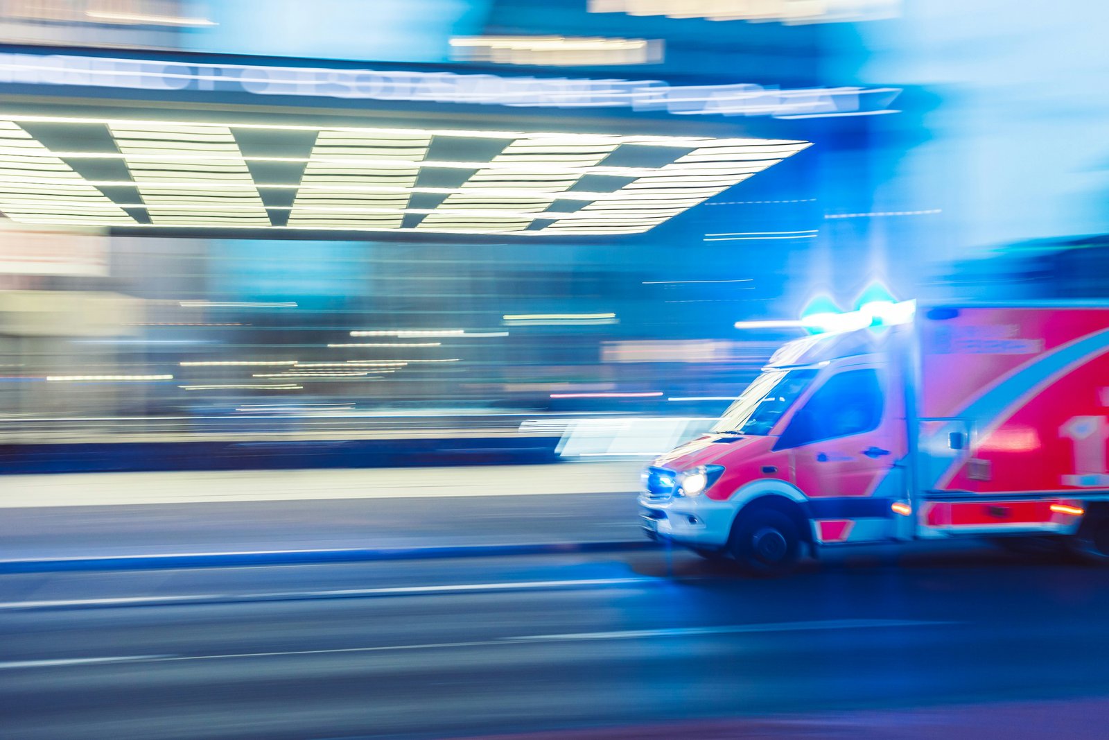 Ambulance in motion representing emergency medical support