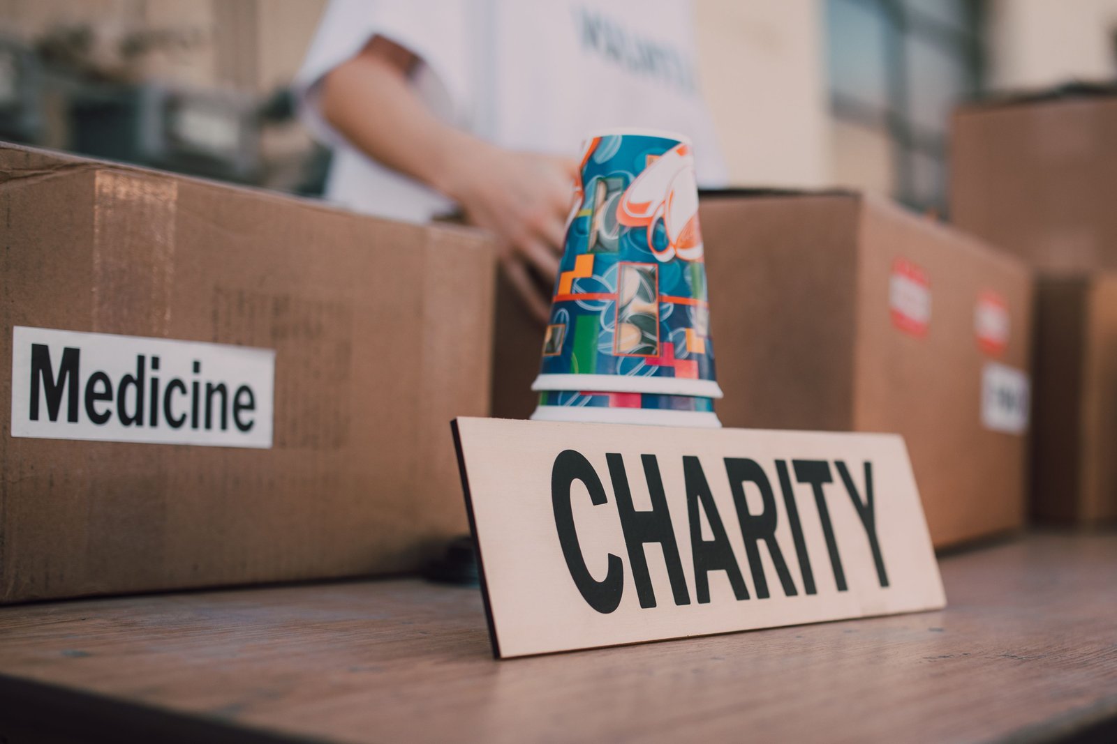 Charity drive materials prepared for community distribution